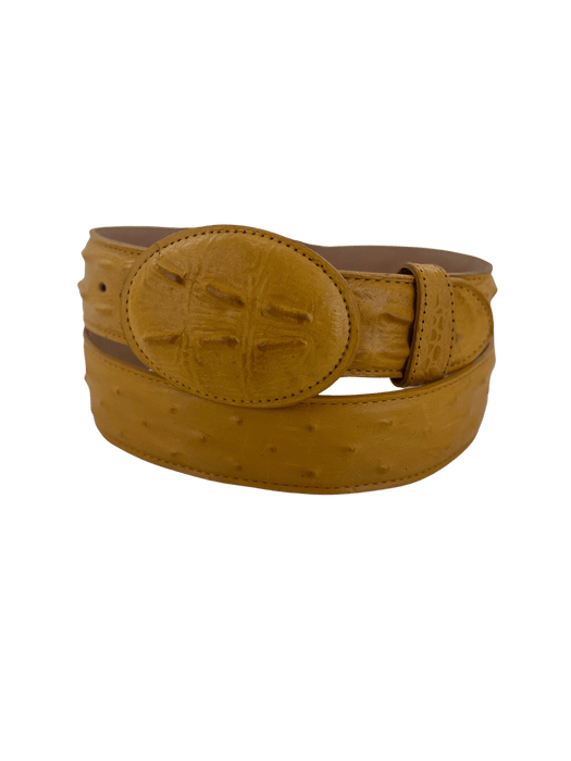 Mantequilla Ostrich / Crocodile Print Leather Belt