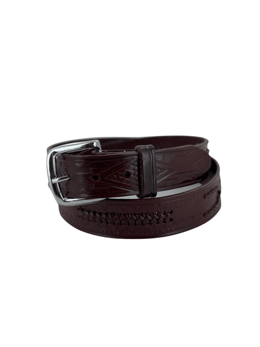 Brown Horseshoe Tejido Leather Belt