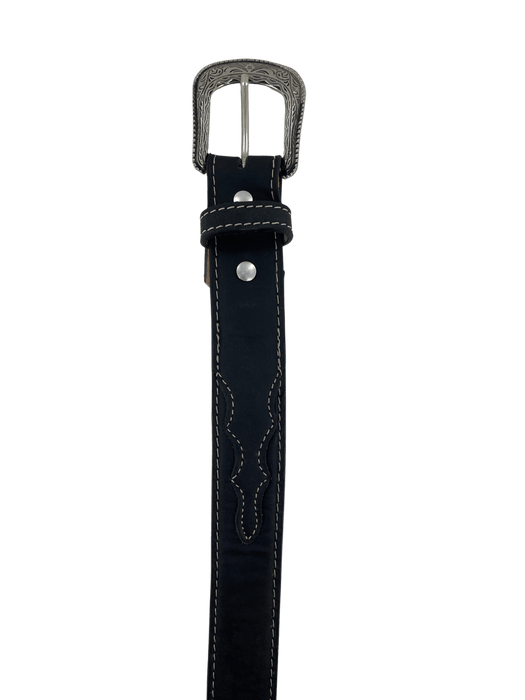 Black Nobuck Western Leather Belt