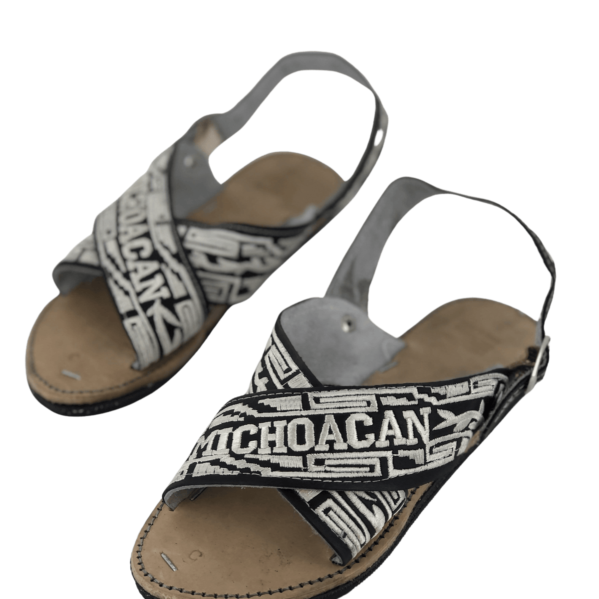 White Letters Michoacan Silk Thread cruzado Huarache Black and White 26 Mex 7 or 7 USA