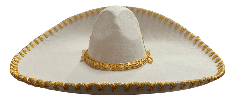 Sombrero Charro Mariachi Solid Off-White with Gold