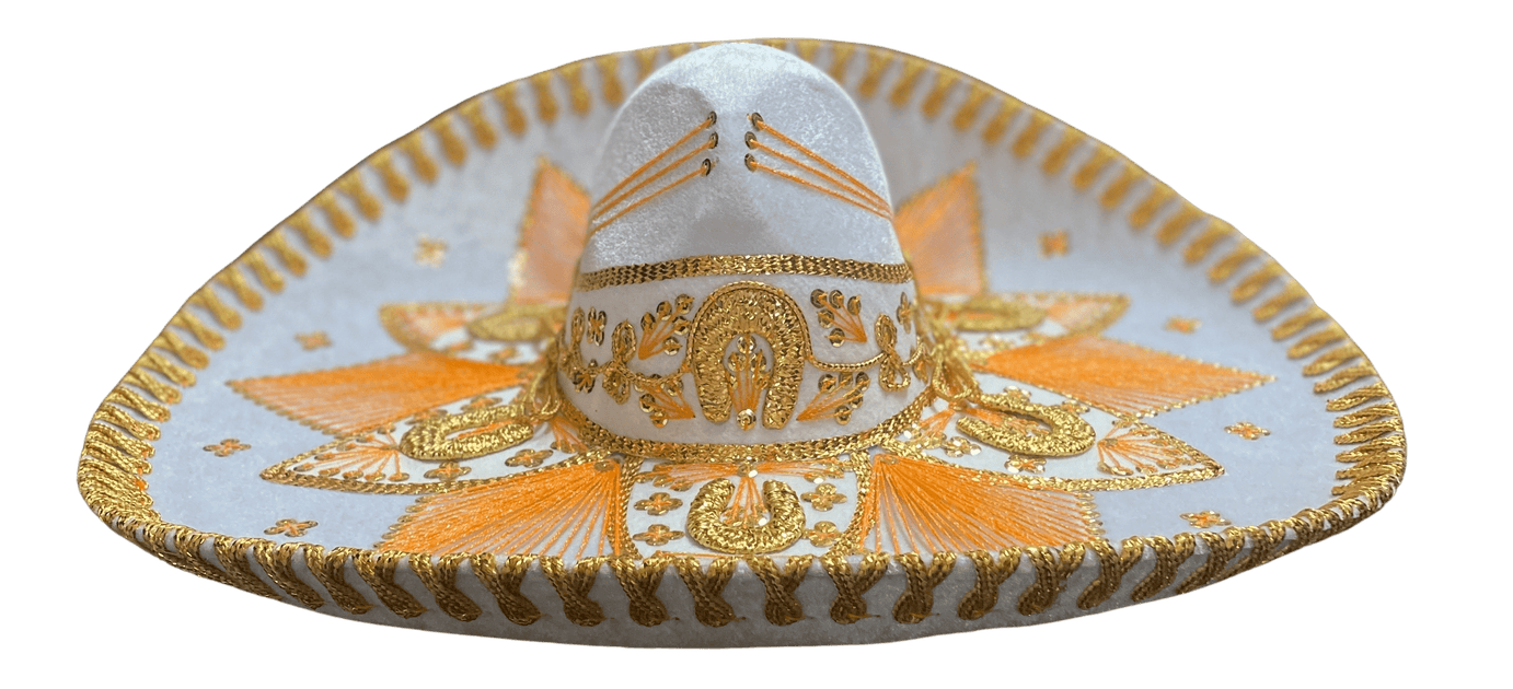 Elegant Gold and Cream Embroidered Sombrero Amazon.com: FESTMEX Authentic Adult Mexican Sombrero  main image 3