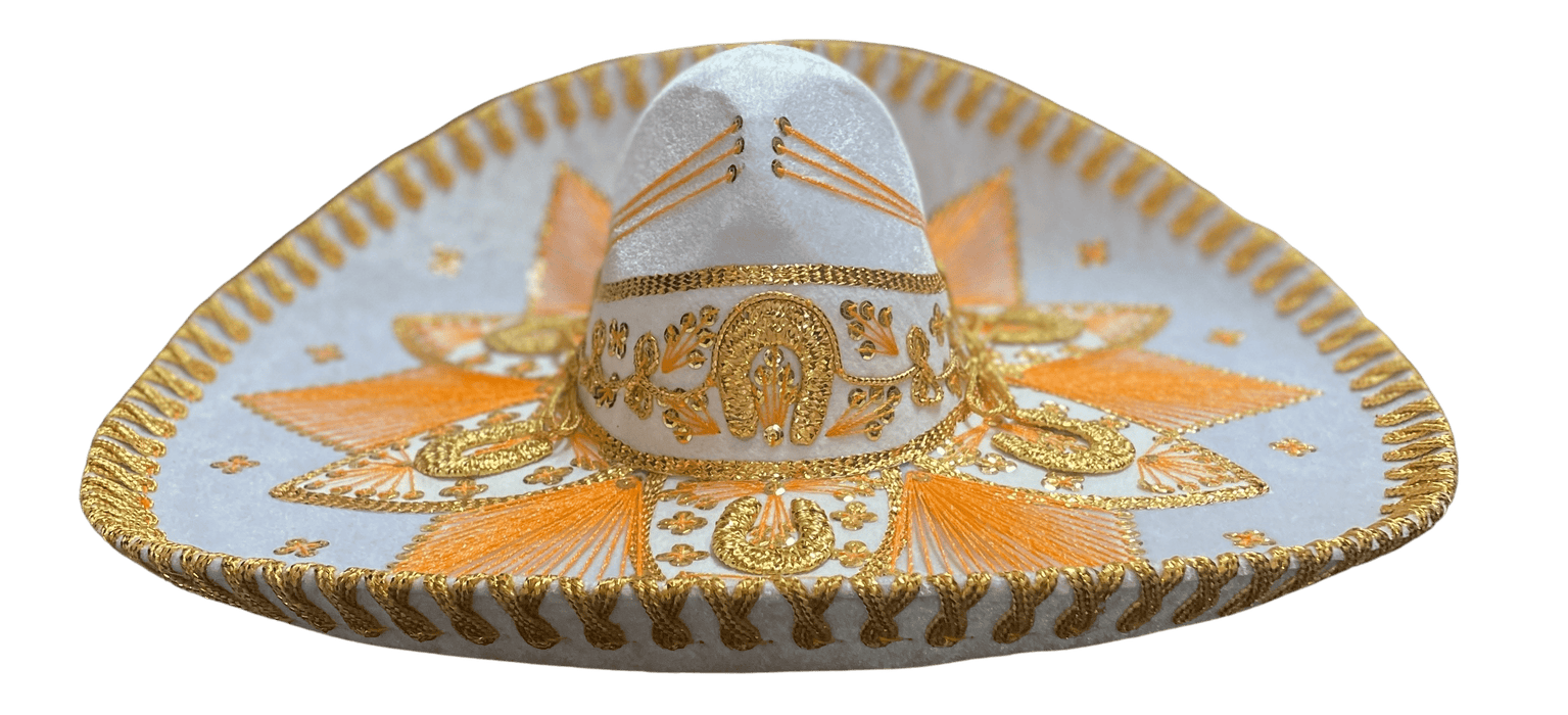 Sombrero Charro Mariachi White and Gold