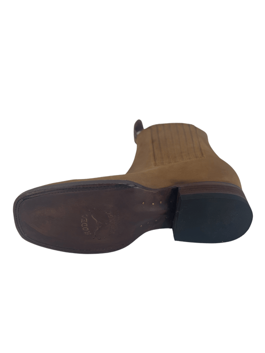 Solid Miel Nobuck Square Toe Leather Sole Botin Rodeo