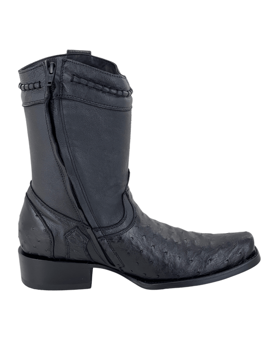 Black Square Toe Ostrich Hudson Boot