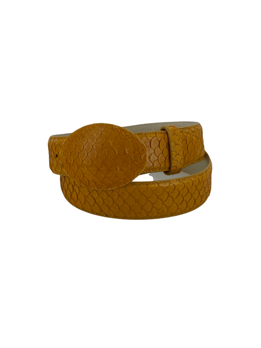 Mantequilla Pirarucu Print Leather Belt
