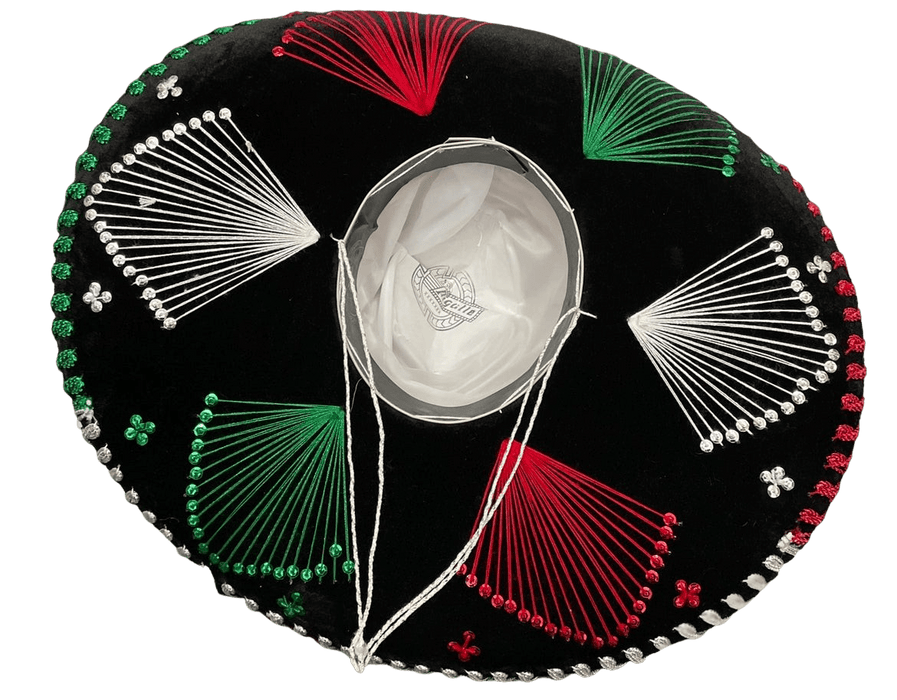 Sombrero Charro Mariachi Black and Silver Tricolor