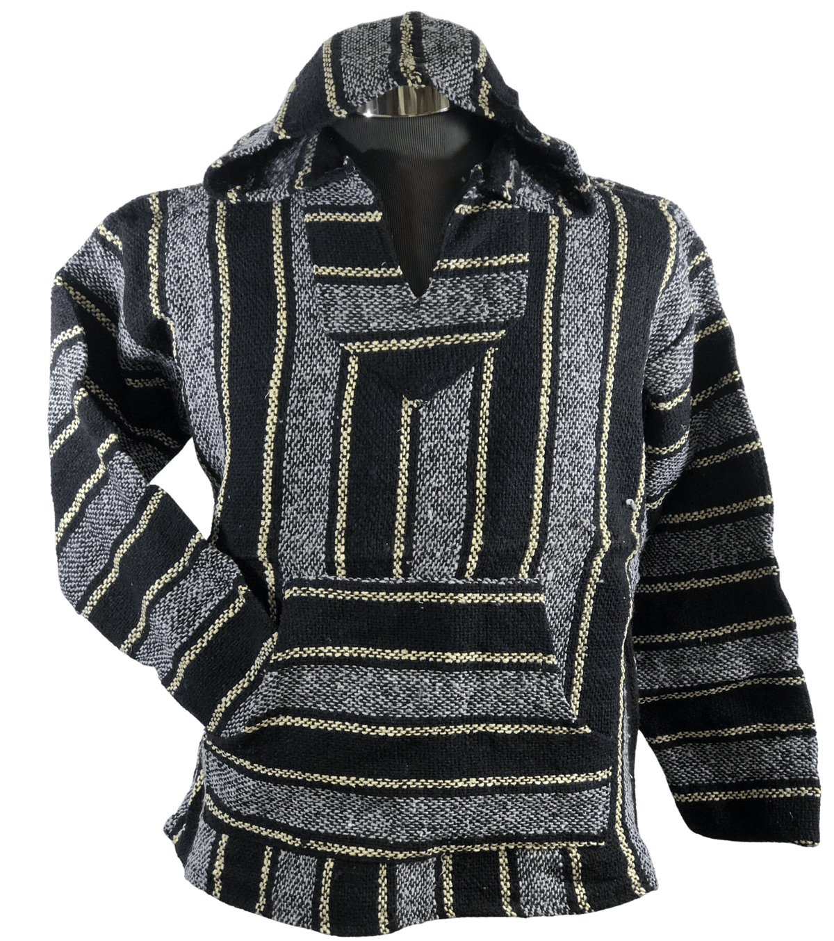 Baja Hoodie Black and Grey with Beige Lines 017 — Rodeo Durango Int'l