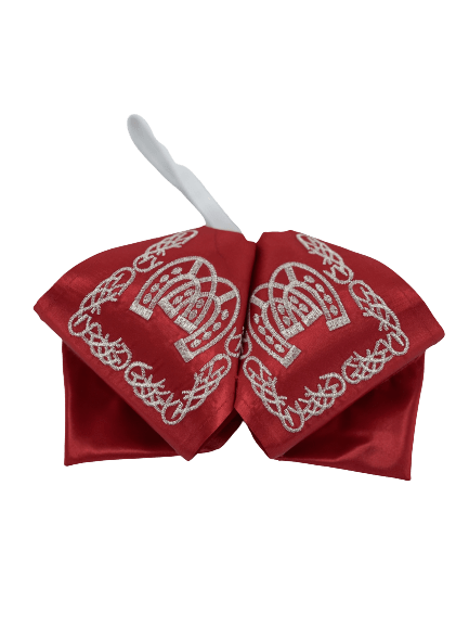 Moño Charro Red with Silver Double Horseshoe