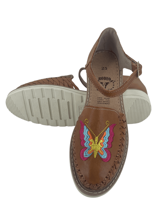 Huarache de Pulsera - Tan Colorful Butterfly Platform
