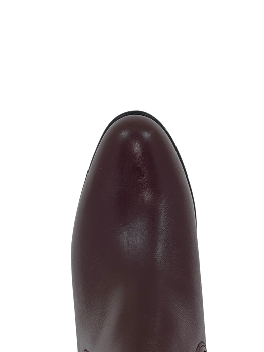 Burgundy Leather Sole Botin Charro