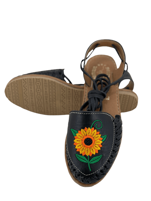 Black Sunflower Wrap Around Heel Huarache