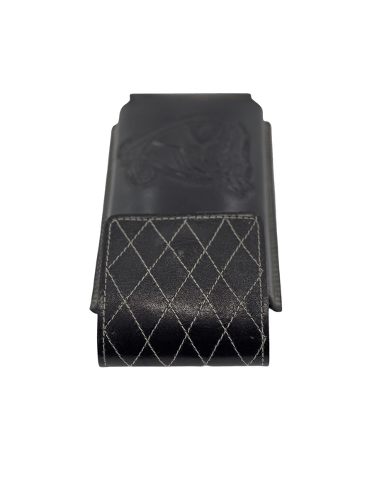 Black Horse Head Print Leather Phone Case