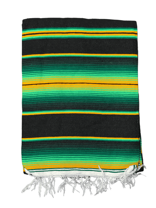 Black with Green and Yellow XLarge Sarape Saltillo