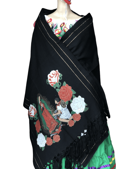 Black Rebozo de Virgen de Guadalupe