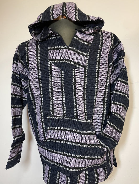 Baja Hoodie Navy Blue and Purple with Black and White Lines 086