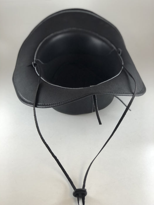 Black Safari Aussie Indiana Jones Style Leather Hat Buffalo Nickel Metal Concho