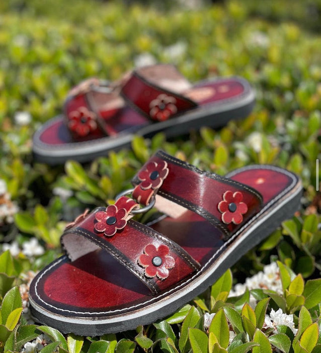 Leather Sandal - Flower With Ring
