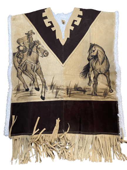 Double Cowboy Riding Horse Leather Poncho With Fur Inside — Rodeo ...