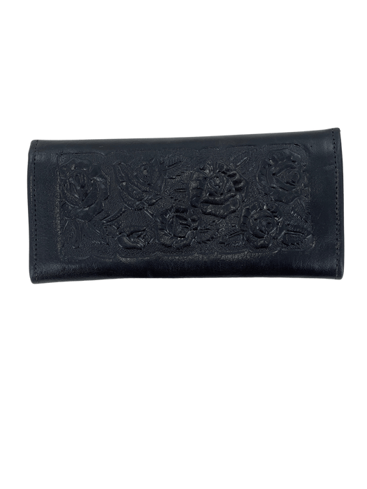 Black Printed Roses Leather Wallet