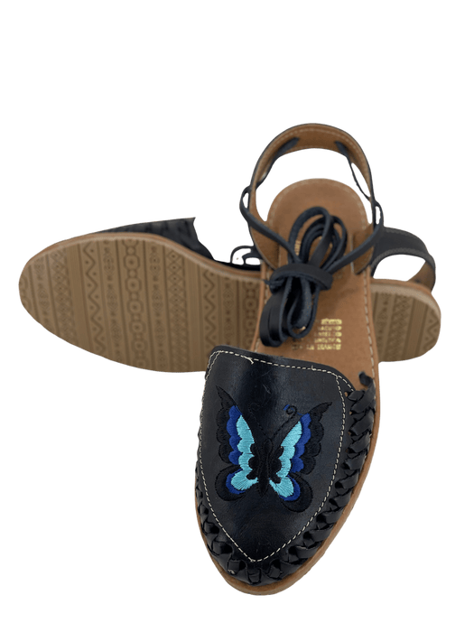 Black Butterfly Wrap Around Heel Huarache