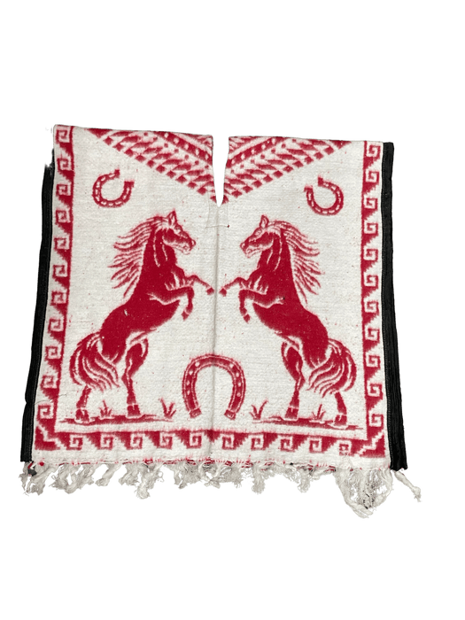 White and Red V1 Youth Horse Poncho/Gaban
