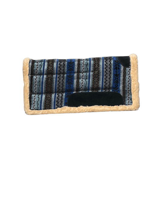 Blue, Brown, and Grey with Colored Lines Bronco Horse Saddle Pad / Suadero