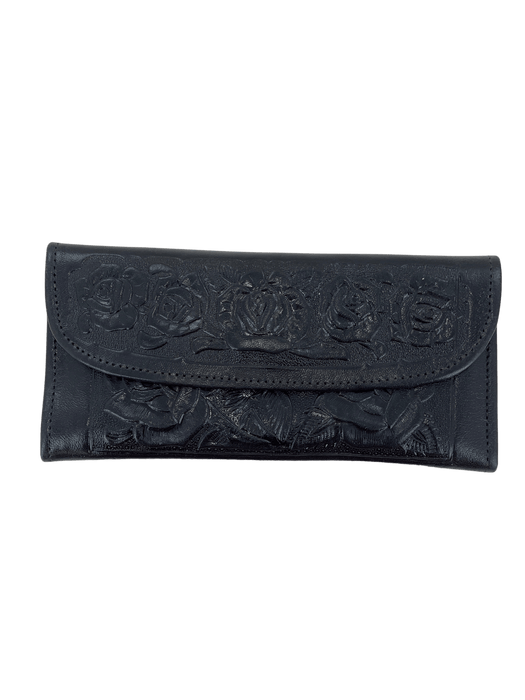 Black Printed Roses Leather Wallet