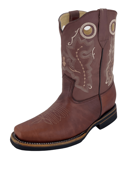 Light Chedron Square Toe Rubber Sole Rodeo Boot