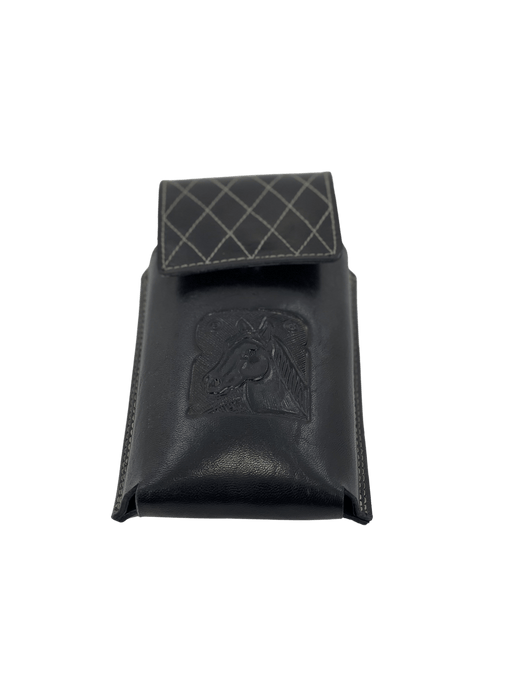Black Horse Portrait Print Leather Charro Phone Case
