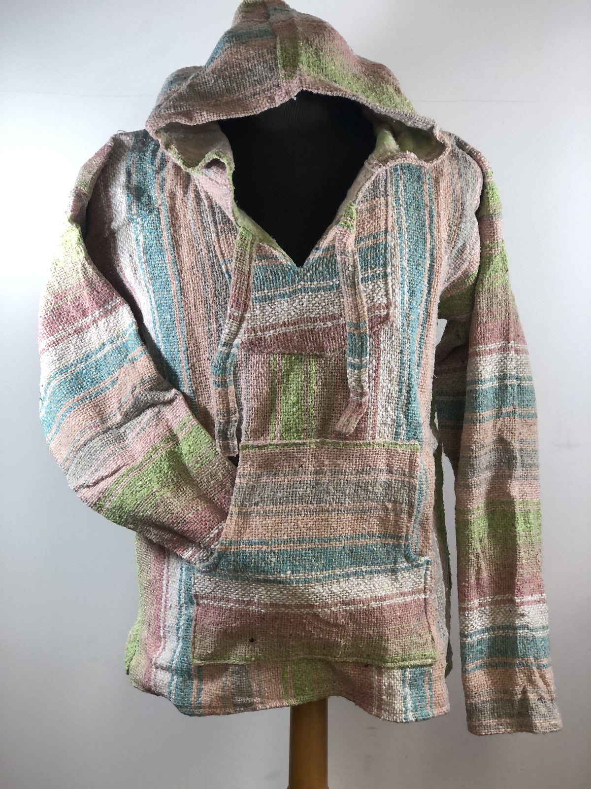 Baja Hoodie Pink with Green, Grey, Blue Lines 009 — Rodeo Durango Int'l