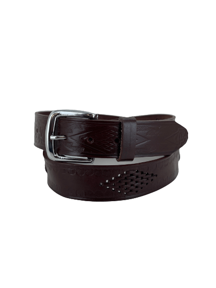 Brown Diamond Tejido Leather Belt