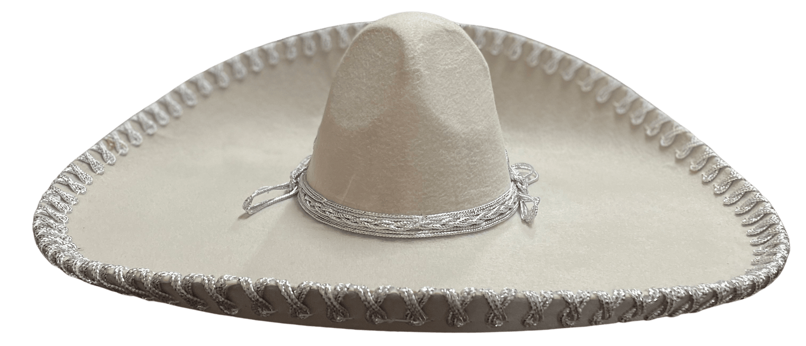 Sombrero Charro Mariachi Solid Off-White with Silver