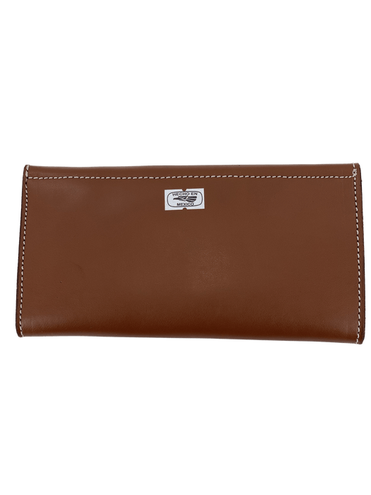 Brown with Red Roses Embroidery Leather Wallet