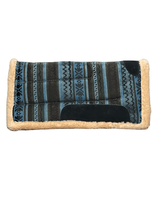 Brown, Blue, and Dark Blue with Colored Lines Bronco Horse Saddle Pad / Suadero