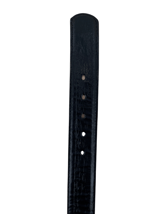 Black Anguila Print Leather Belt