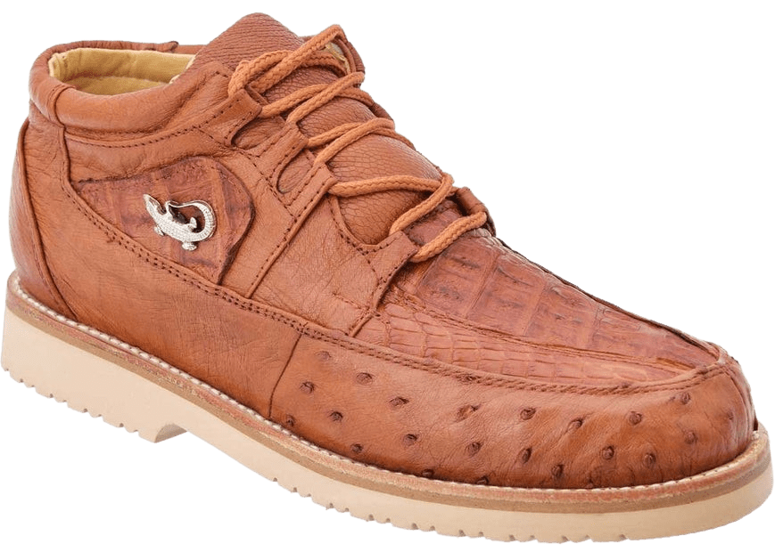 Cognac Crocodile / Ostrich Leather Exotic Shoe 25 Mex (6 Usa)